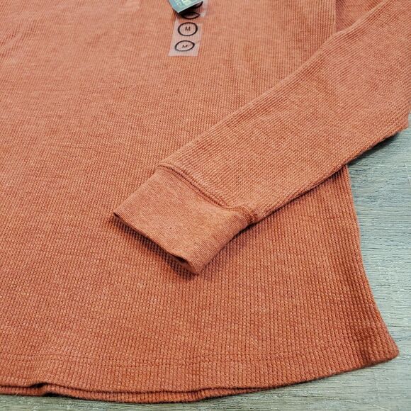 Natural Reflections Thermal Walffle Knit Henley Shirt M Mineral Red Outdoors - Picture 4 of 12